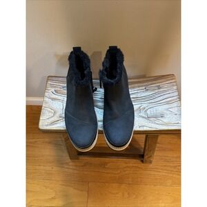 TOMS Ankle Boot Marlo Womens Sz 8.5 Suede Black Water Resistant MinimalistI'm